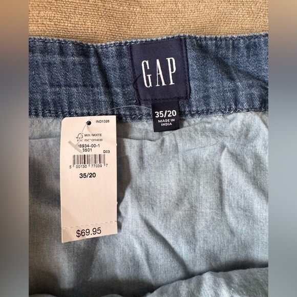 GAP Denim Chambray Bubble Mini Skirt Women’s Medium Indigo Pleated Button Front - Picture 8 of 14